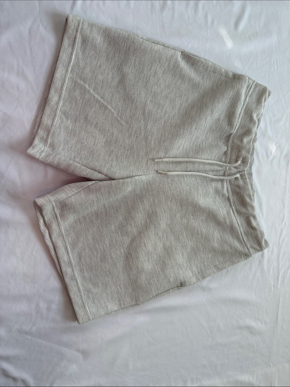 Neutral Waffle Knit Drawstring Shorts - Picture 1 of 3